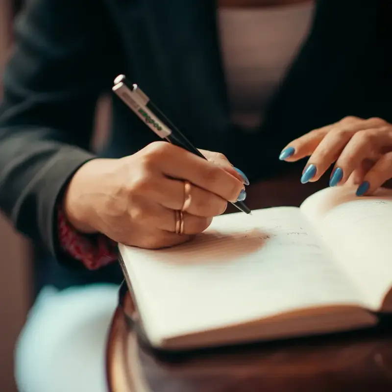 How to File Chapter 7 Without a Lawyer: The Full Sequence — Businesswoman writing in a notebook closeup