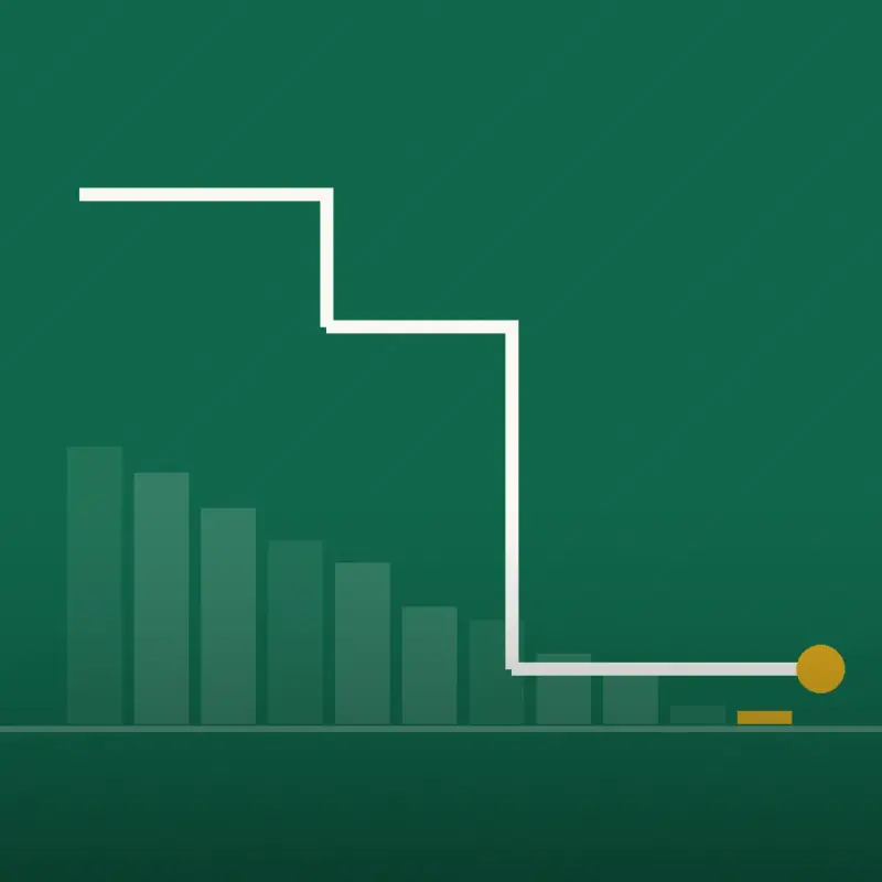 Abstract cover graphic: a descending series of bars beside a stepped white line, the site’s motif for a balance being paid down.