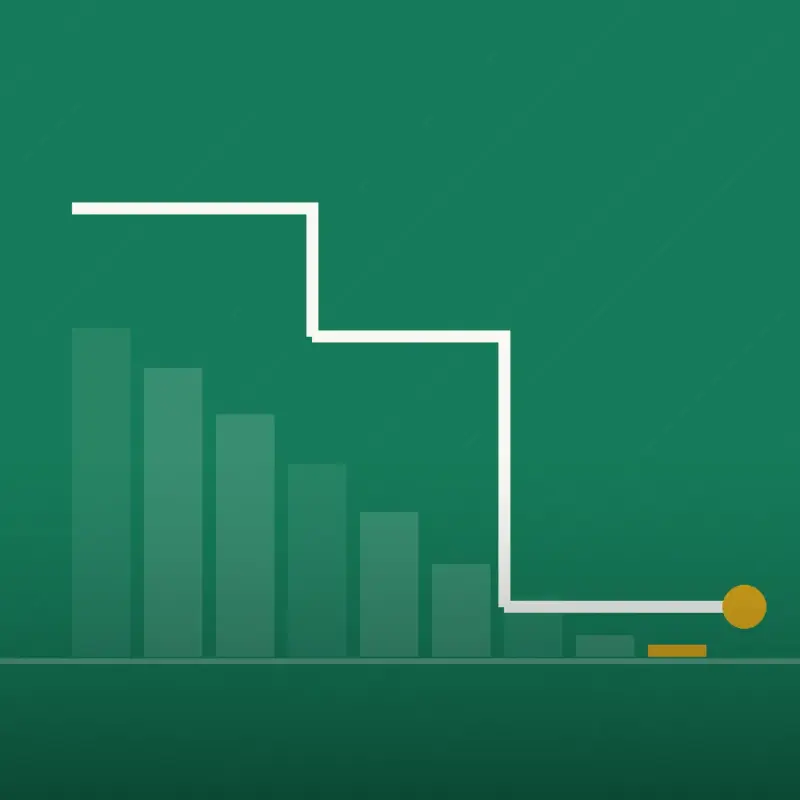 Abstract cover graphic: a descending series of bars beside a stepped white line, the site’s motif for a balance being paid down.